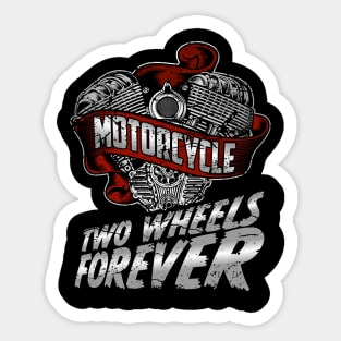 Two Wheels Forever Biker Heart Sticker